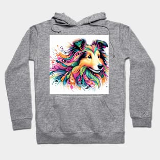 Abstract painting of a Sheltie Dog Hoodie